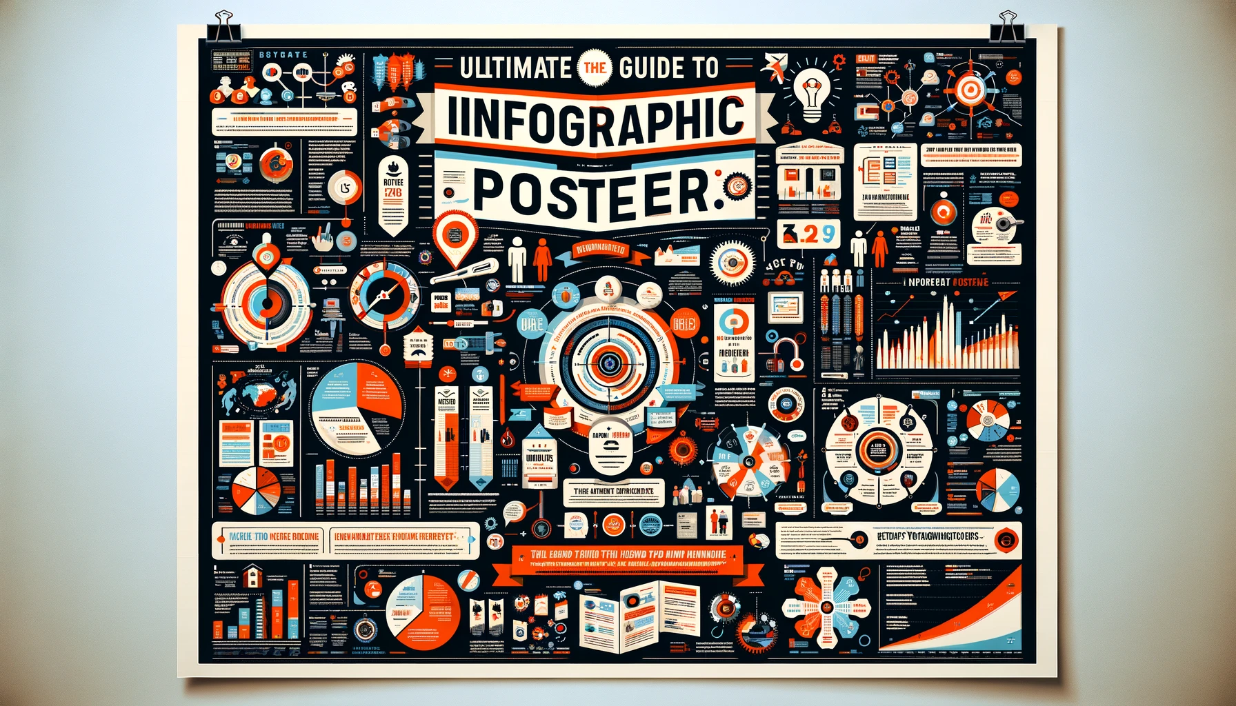 DALL·E 2024-02-27 20.29.29 - A detailed, engaging infographic poster titled 'The Ultimate Guide to Infographic Posters', featuring key elements such as charts, graphs, icons, and